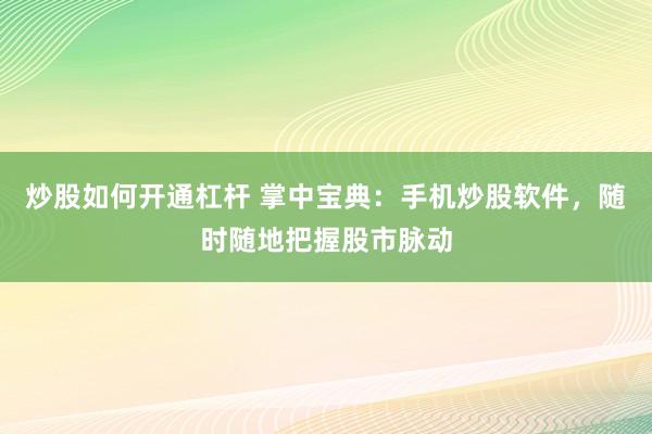 炒股如何开通杠杆 掌中宝典：手机炒股软件，随时随地把握股市脉动